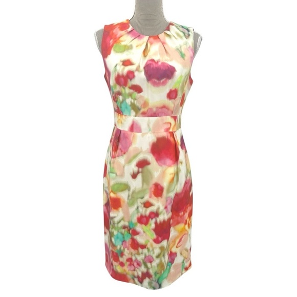 Kate Spade Bowden Floral Watercolor Sleeveless Sheath Dress -Multicolor - Size 6 - Picture 2 of 13